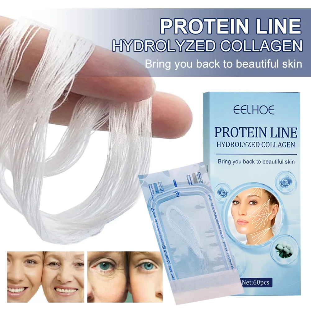 

60pcs Protein Thread Absorbable Face Protein Lifting Line Anti-Aging Wrinkles Removal Skin Firming Moisturizing Care