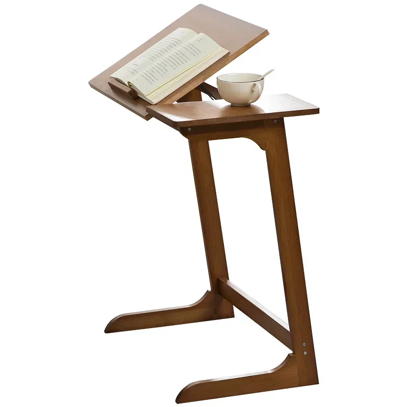 Breakfast Table Simple Light Luxury Coffee Table, Convenient Folding Round Solid Wood Panel, Adjustable Laptop Stand