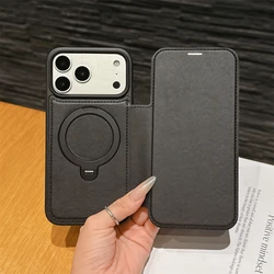Premium Magnetic Flip Leather Wallet Case with Card Holder and Stand Feature - iPhone 15 Plus (Black)
