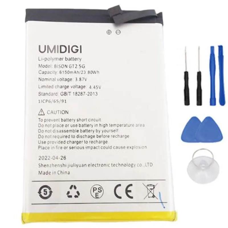 

YCOOLY для UMIDIGI bison GT2 5G аккумулятор 6150 мАч в наличии Замена + номер отслеживания для батареи UMIDIGI