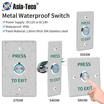 Waterproof Door Push Exit Button Gate Release Switch Opener COM NC NO LED Backlight For Door Access Control System Entry Outdoor 1