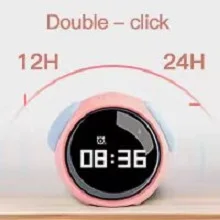 Children's alarm clock Dual alarm clock setting adjustable brightness night light voice controlled temperature detection snooze