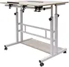 White Mobile Stand Up Desk Adjustable Laptop with Wheels 4 in 1 Rolling Table Home Office Table Standing 5