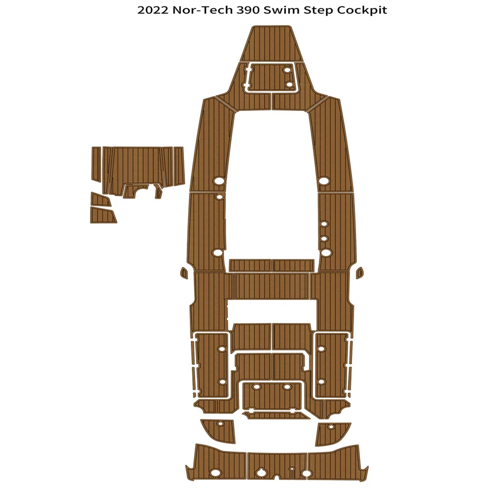 

2022 Nor-Tech 390 Swim Step Cockpit Pad Boat EVA Foam Faux Teak Floor Mat Marine