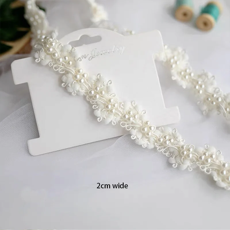 Lace Fabric Lace Ribbon Lace Garment Accessories Lace Sewing Supplies Lace Decoration Lace Accessories Lace Sewing Accessories 1 Yard Pearl Beaded Lace Trim Ribbon Fabric Clothes Decoration Wedding Dress Collar Sleeve Lace Applique DIY Crafts
