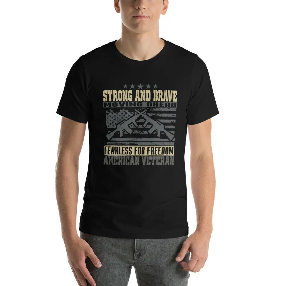 

Army Veteran Strong And Brave T-shirt Men's 100% Cotton Casual T-shirts Loose Top Size S-3XL