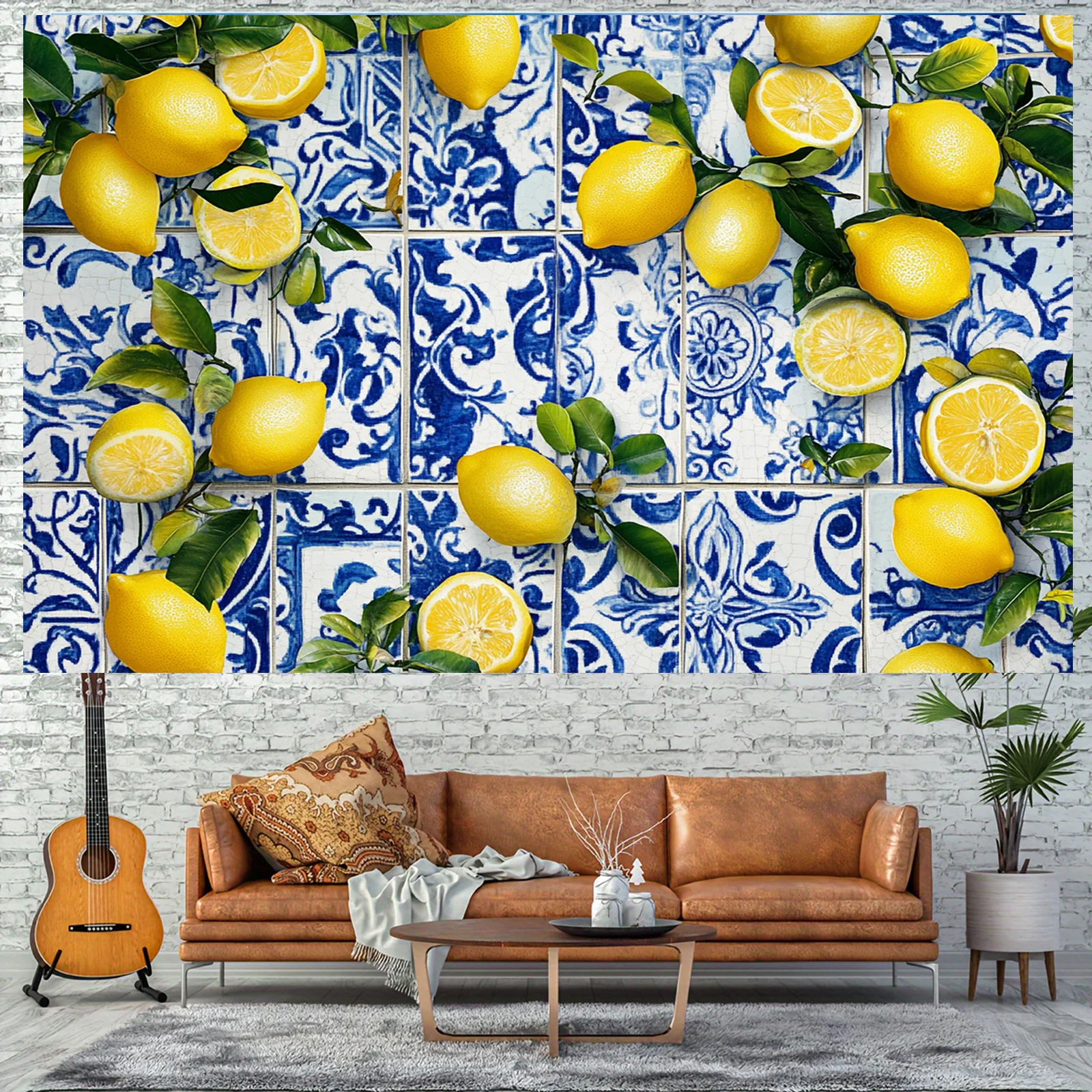 Partyhintergrund mit Zitronenmotiv – blaues Fliesendesign, geeignet für Geburtstagsfeiern, Duschpartys und Dessert-Tischdekorationen – Detail 5