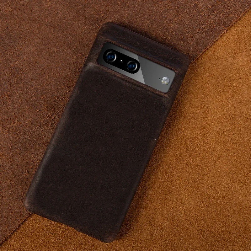 ZWW Crazy House Genuine Leather Vintage Aesthetic Phone Case