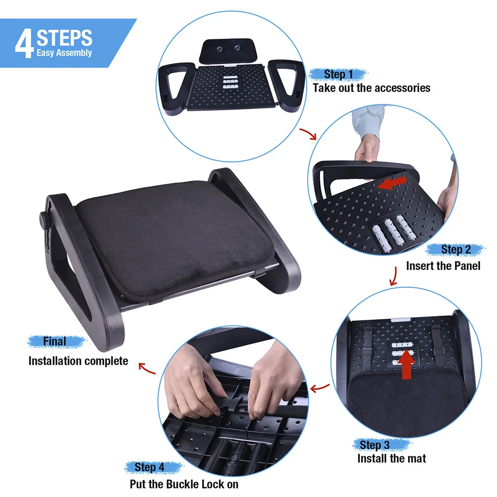 مسند قدم للمكتب قابل للتعديل مع وسادة إسفنجية مريح...