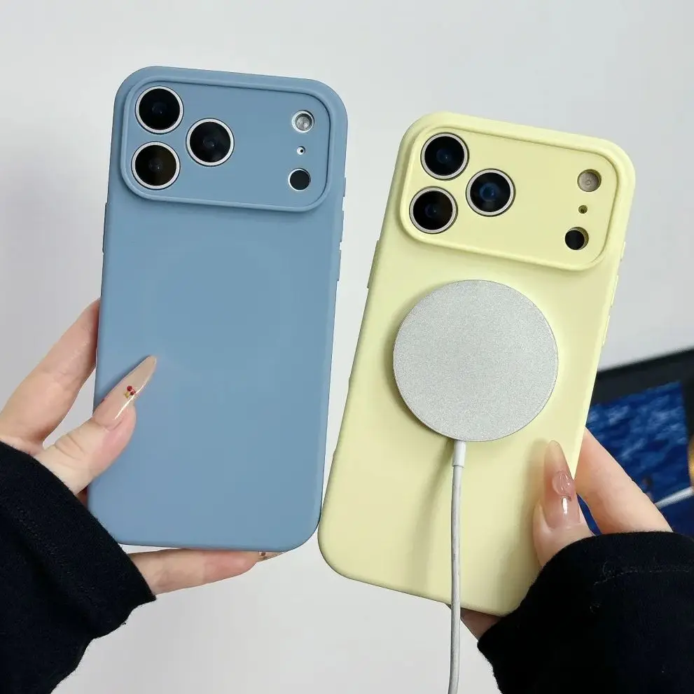 Premium Orange Liquid Silicone Magnetic Phone Case with MagSafe Compatibility