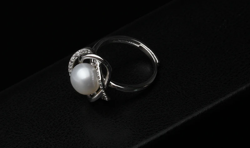 Real Black Natural Pearl Rings For Women,Cultured Freshwater Pearl Adjustable Rings Wife Birthday Gifts