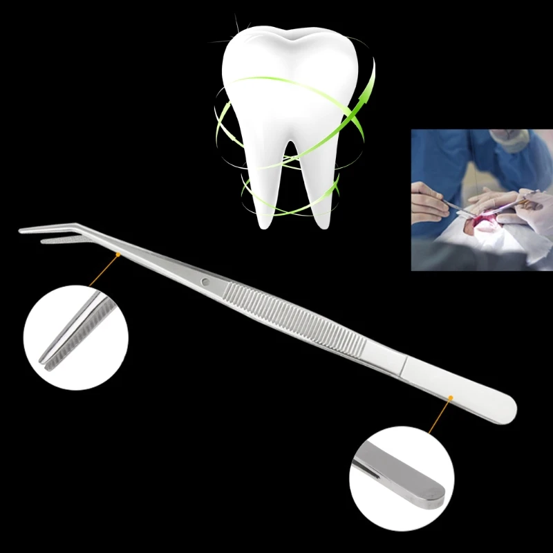 Pęsety ze stali nierdzewnej ząbkowane zakrzywione instrumenty dentystyczne narzędzie dentystyczne