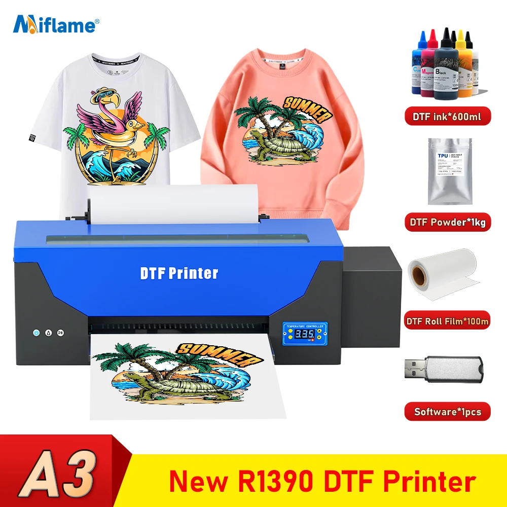 DTF Printer A3 R1390 DTF Transfer Printer Machine with Roll Feeder