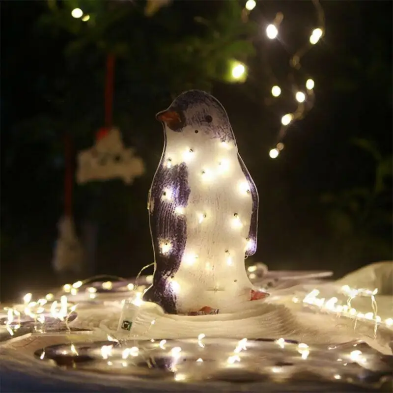 

Penguin Night Light Vivid Sturdy Stable Color Fast Battery Power Supply Strong Practicability Penguin Party Supplies Acrylic