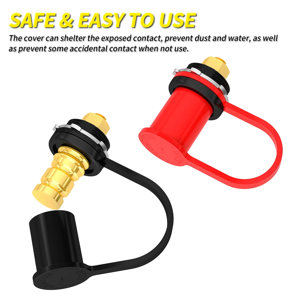 Battery Charger Post 3/8" Stud Remote Battery Terminals with Cap M10 Jump Post for Auto Truck Boat ATV Can-am
