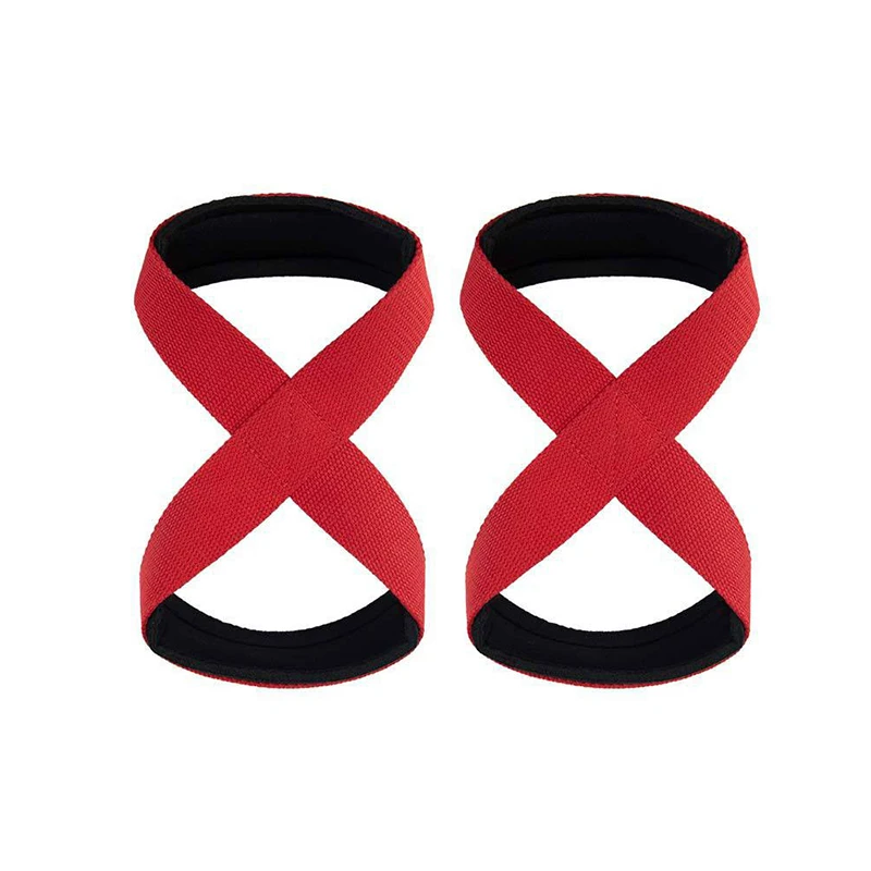 2개입 패딩 처리된 8자형 스트랩 데드리프트 웨이트 리프팅 손목 스트랩 미끄럼 방지 스포츠 피트니스 파워 리프터 운동 풀업 스트랩