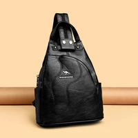 Women Leather Backpacks Zipper Female Chest Bag Travel Back Pack Ladies Bagpack Mochilas School Bags for Teenage Girls Sac A Dos - Image 2