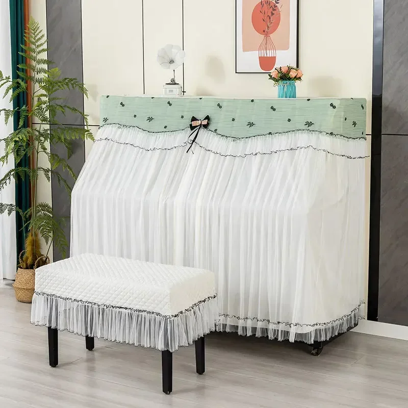 Modern Minimalist Piano Dust Cover Lace Embroidered Fabric for Beautiful Covers Household Dustproof Piano Stool Cover