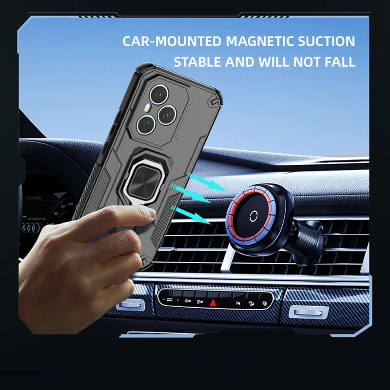 Durable Shockproof Armor Phone Case with Silicone & Metal Ring Stand