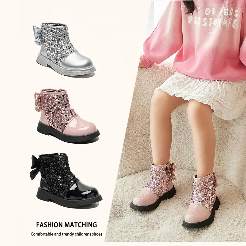Girls Leather Short Boots Autumn Winter