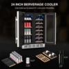 Wine and Beverage Refrigerator, 24 Inch Dual Zone Wine Fridge with Safety Locks, Under Counter Wine Cooler Fridge Freestanding 6