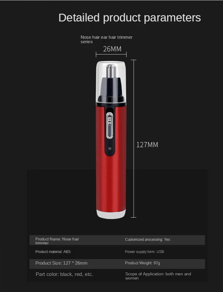 Ear Nose Hair Trimmer Men's Rechargeable Electric Shaver Trimmer Rechargeable Nose Hair Trimmer Electric Removal Clipper Razor