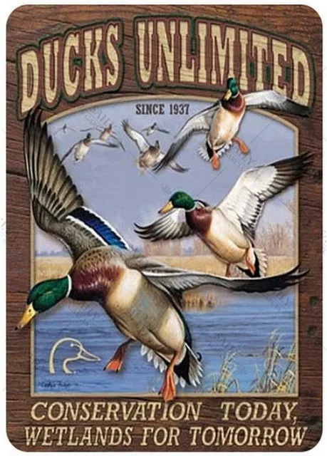 Vintage Tin Metal Sign Ducks Unlimited Welcome To Our Refuge Metal Wall Art  Decor Animals Birds Metal Posters Wall Stickers