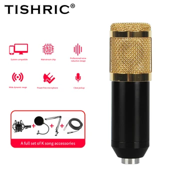 TISHRIC BM-800 전문 콘덴서 마이크, 유선 마이크, 마이크 스탠드, 쇼크 마운트, 라이브 노래 노래방