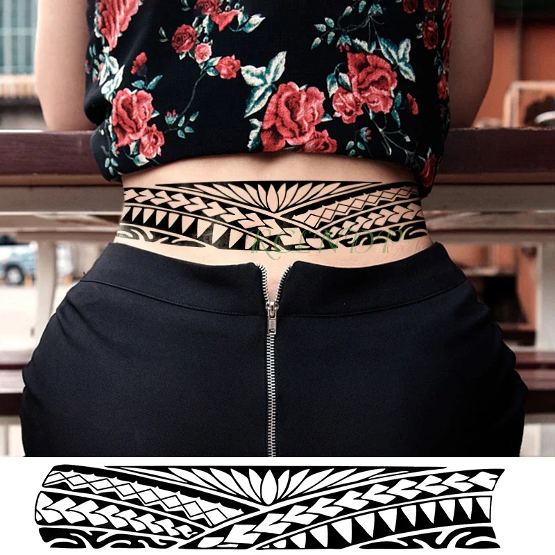 Waterproof Temporary Tattoo Sticker Tribal totem band Fake Tatto Personality Flash Tatoo Waist Arm Foot Tato for Girl Women Men