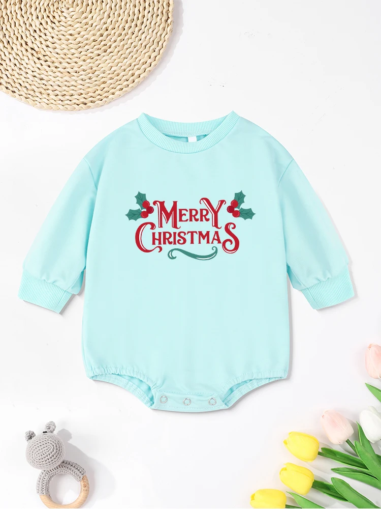 

Merry Christmas Baby Girl Clothes Aesthetic Fashion Hot Sale Xmas Newborn Boy Bodysuit Long Sleeve Festival Style Infant Onesies