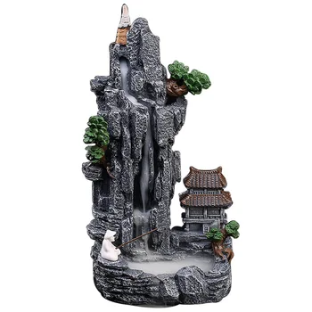 Large resin high mountain flowing water backflow incense burner, rockery home indoor incense base sandalwood incense burner 5