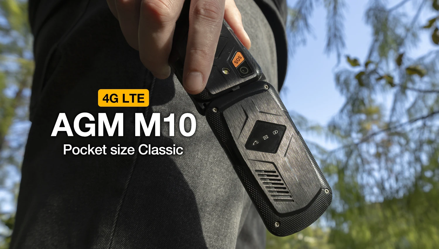 AGM M10 Rugged Flip Phone 4G Dual SIM Large Button Speed Dial Flashlight FM Radio SOS Call With Loud Speaker For Elderly