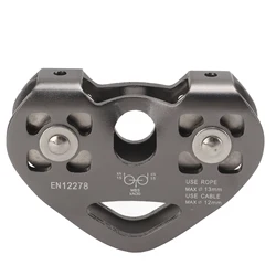 Enhanced Aluminum Tandem Speed Zipline Pulley for Rock Climbing and Mountaineering (GRAY)