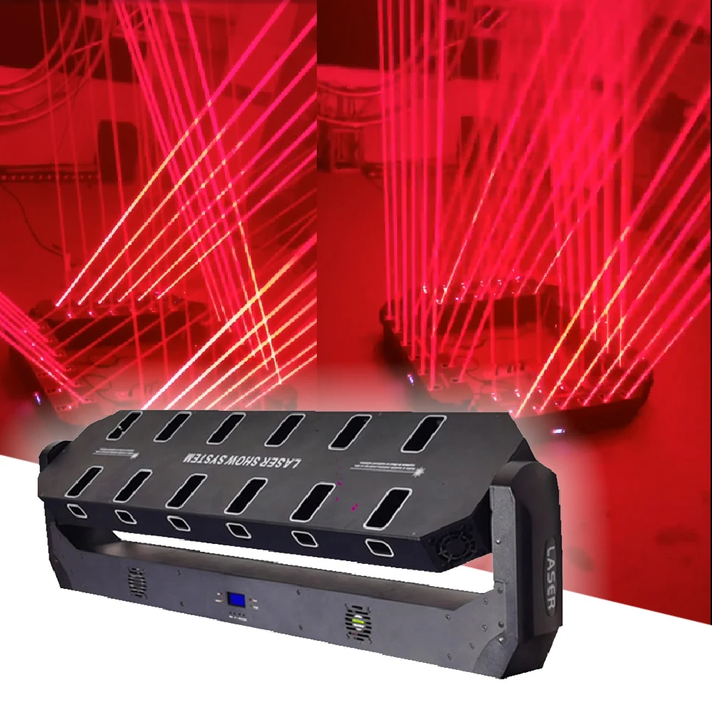 Yuer 6W Red Laser Swing Light 24 Eye Laser Rod Proiettore Dmx512 6/9Ch Strobe Beam Effect Dj Disco Music Bar Party Dance Floor