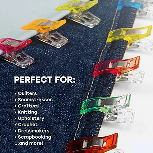 Sewing Clips 50PCS Multipurpose Colorful Plastic Craft Crocheting Knitting Safety Assorted Color Binding Paper