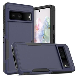 Rugged Shockproof Fashion Armor Case - Dual Layer Protective Shell - Pixel 7A (Dark Blue)
