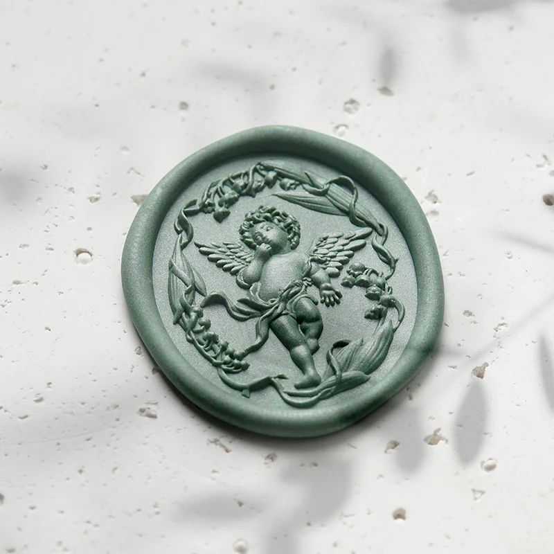 New Angel Wax Seal Stamp Copper Head Multi-Layer 3D Relief Diy Seal Brass Toy Scrapbook Invitation Scrapbook Envelope Decoration