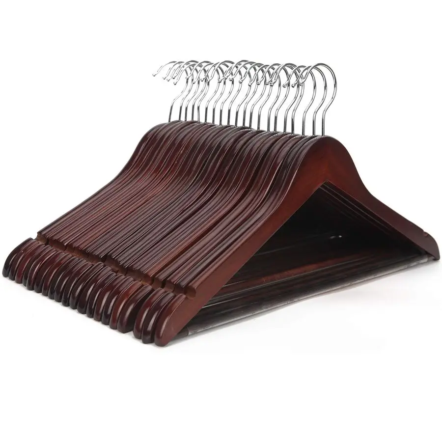 Walnut wood coat hangers set