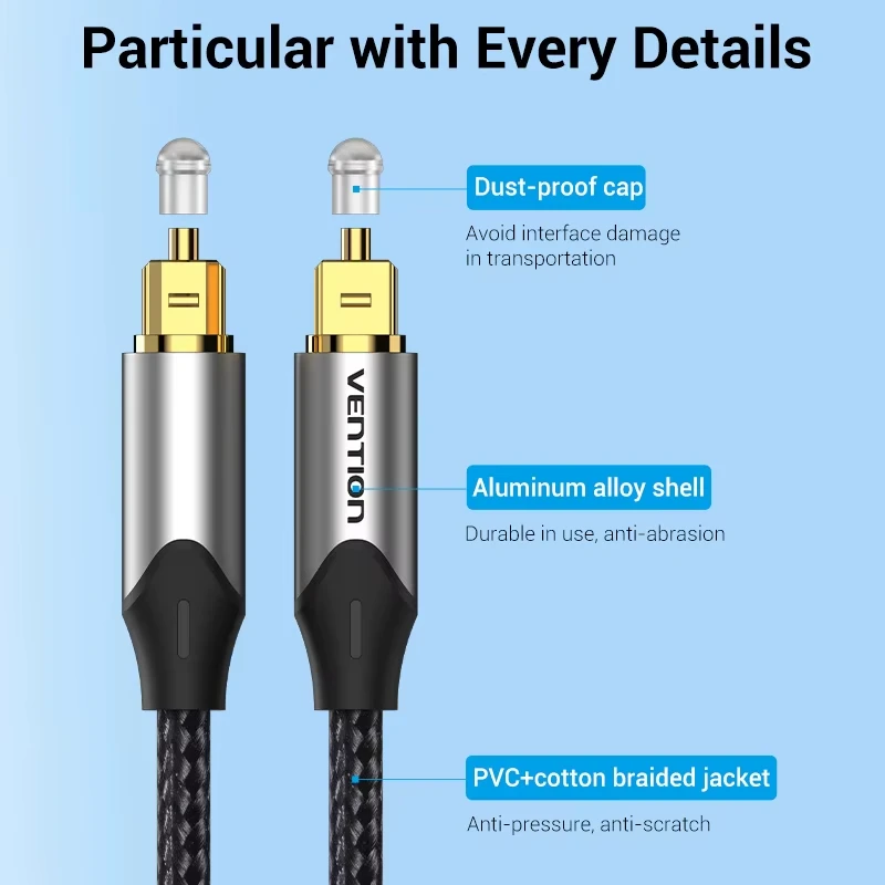 Vention Digital Optical Audio Cable Toslink SPDIF Coaxial Cable 1m 2m for Amplifiers Blu-ray Xbox 360 PS4 Soundbar Fiber