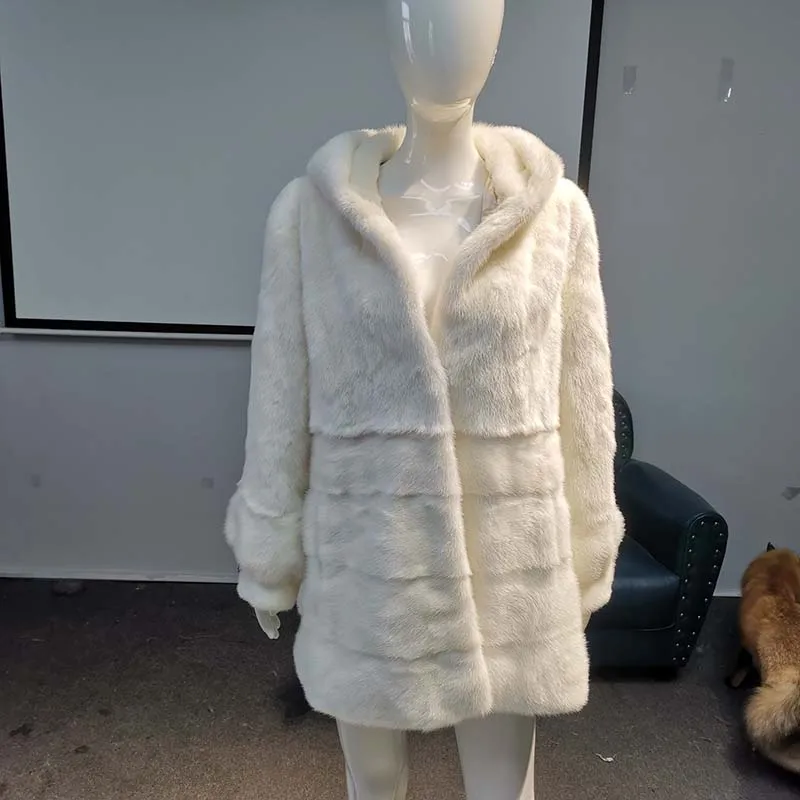 long white sable fur coat