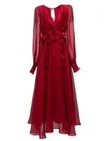 فستان IEQJ عتيق بفتحة رقبة على شكل حرف v مزين بالزهور ثلاثي الأبعاد للنساء فساتين بأكمام واسعة موضة 2023 ملابس ربيع جديدة CP0883 1