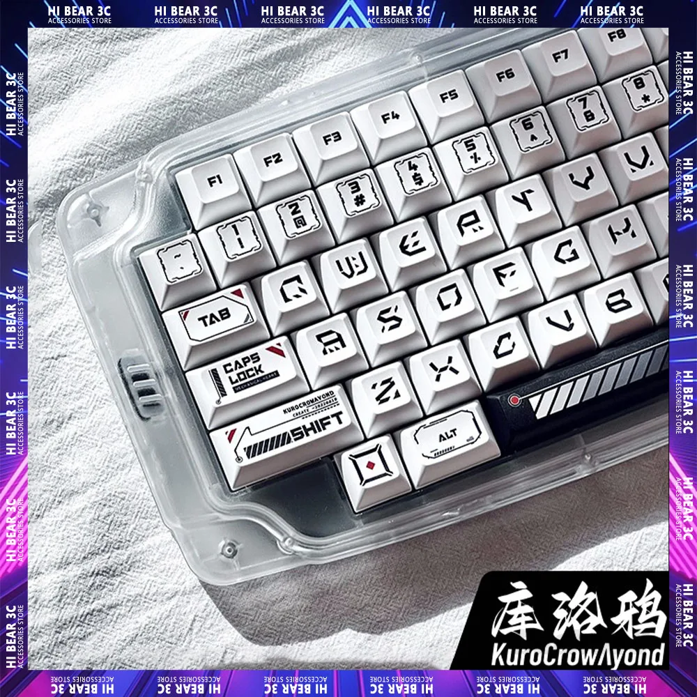

KCA White Tech Keycaps 140 Key Sublimation KCA Height Keycaps PBT Keycap For Mechanical Keyboard Keycaps Set Gamer Accessories
