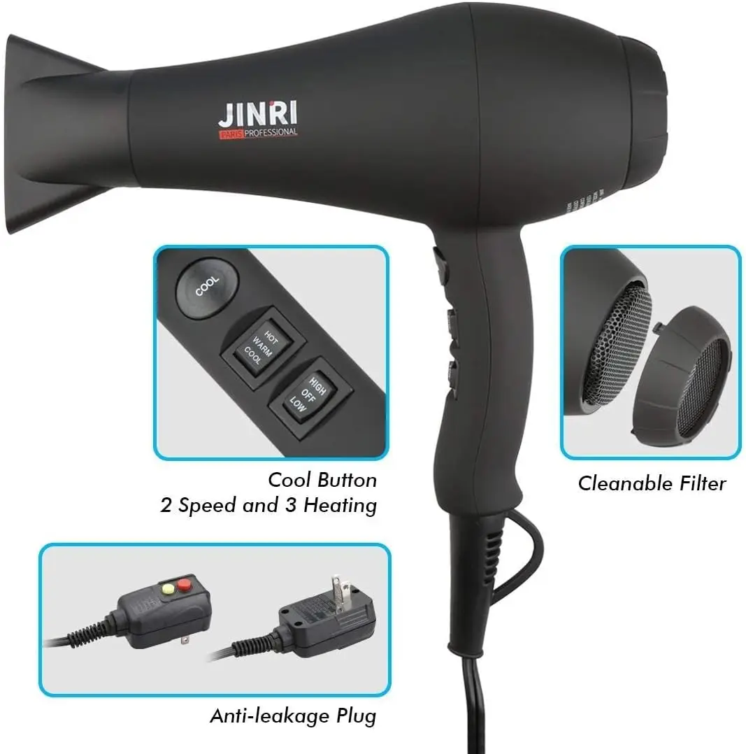 Dryer 1875W, Negative Ionic Fast Dry Low Noise Blow Dryer, Professional Salon Hair Dryers with Diffuser, Concentrator, Styl