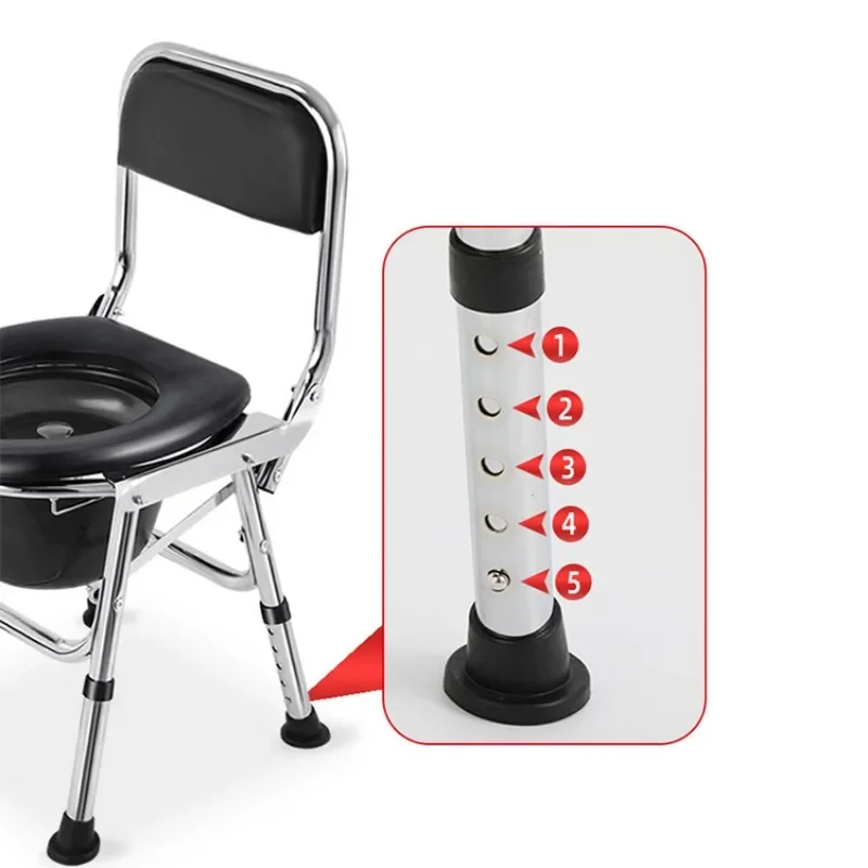 Portable Adult Toilet Booster for Elderly, Thickened Non-slip Commode Chair,Folding Toilet Household Solid Elderly Toilet Chairs 4