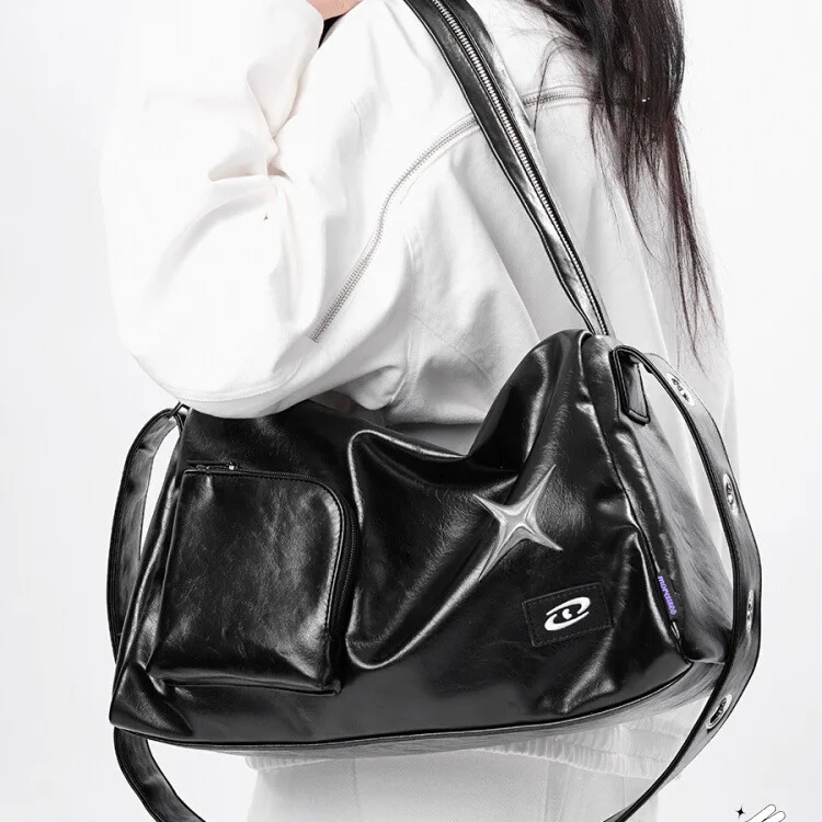 

Сумка-тоут Y2k Женская в Корейском стиле, Винтажная сумочка на плечо, дорожный чемоданчик кросс-боди на молнии, повседневный модный серебристый большой саквояж