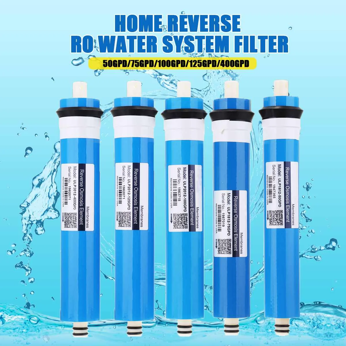 

Home Kitchen RO Membrane Reverse Osmosis Replacement Water System Filter Purification Water Filtration Reduce Bacteria 150 GPD