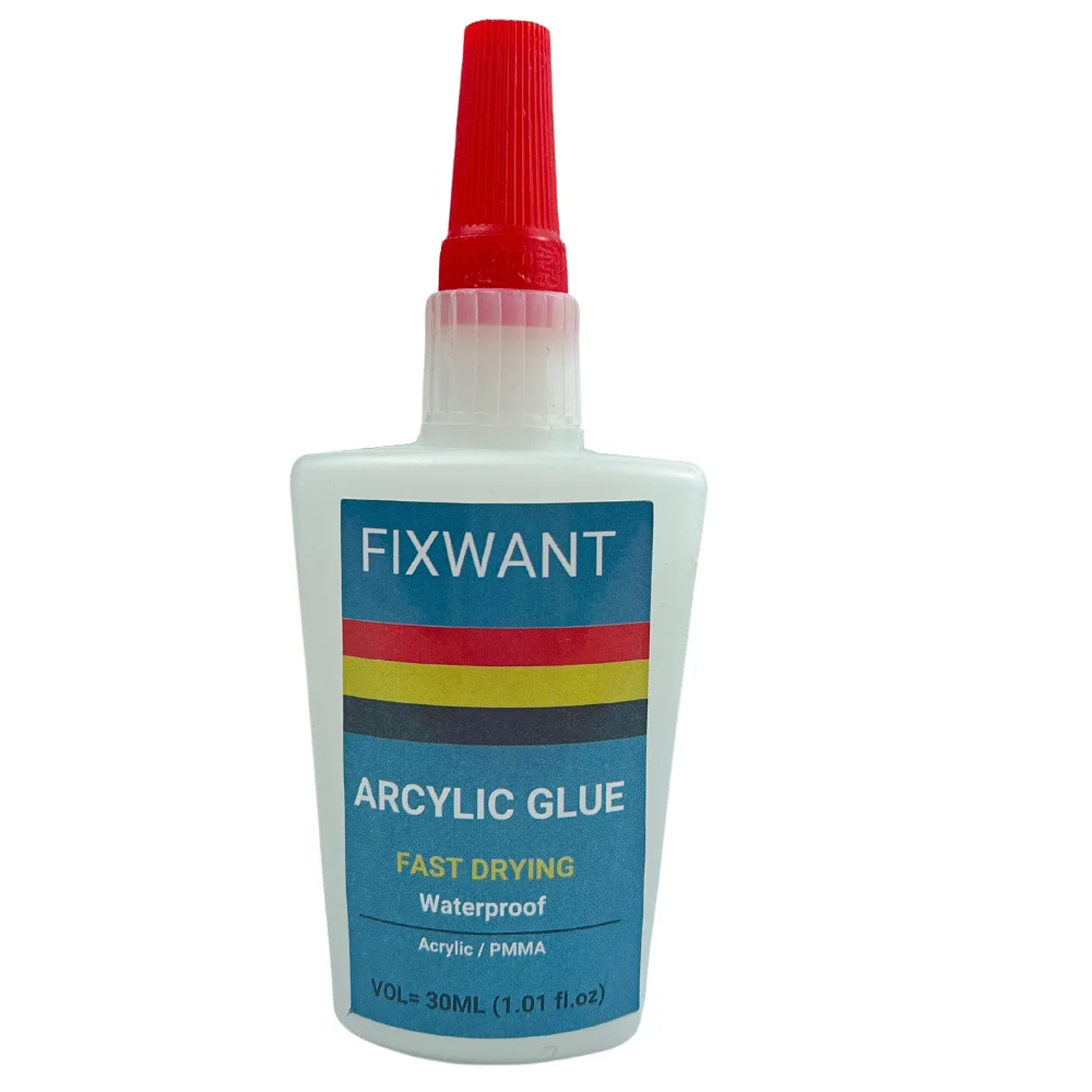 FIXWANT 투명 강력 인스턴트 아크릴 접착제, PMMA 접착제, ABS 플렉시 유리 PVC 플라스틱 PP PC 방수, 빠른 건조 접착제, 30ml