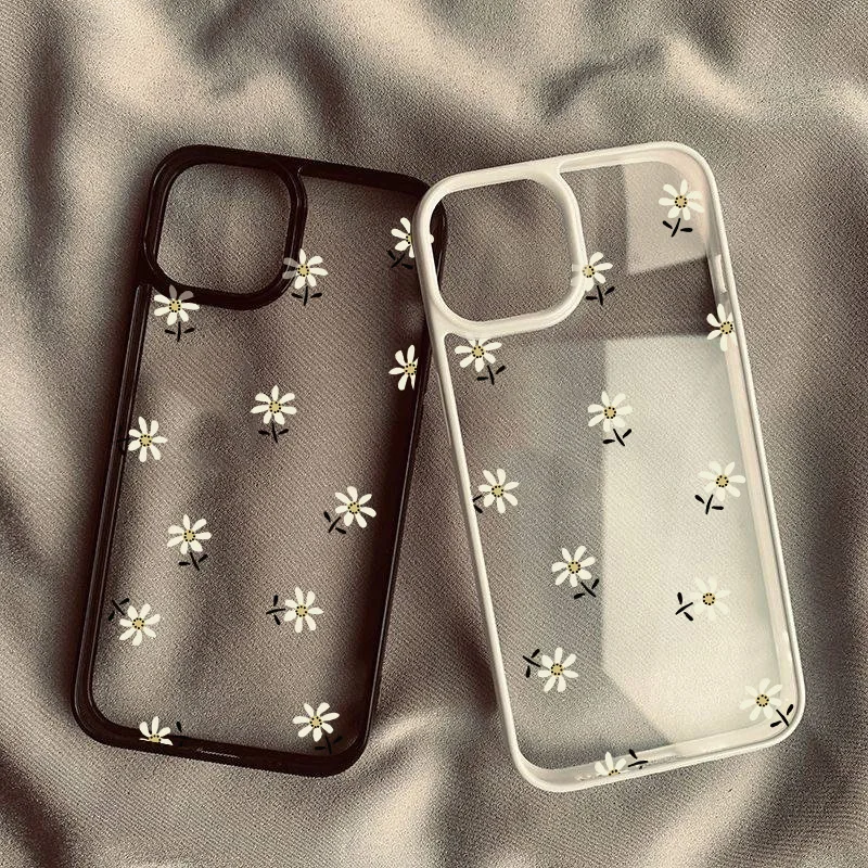 Floral Elegance Clear Hard Phone Case - Trendy Flower Pattern Fashion Accessory