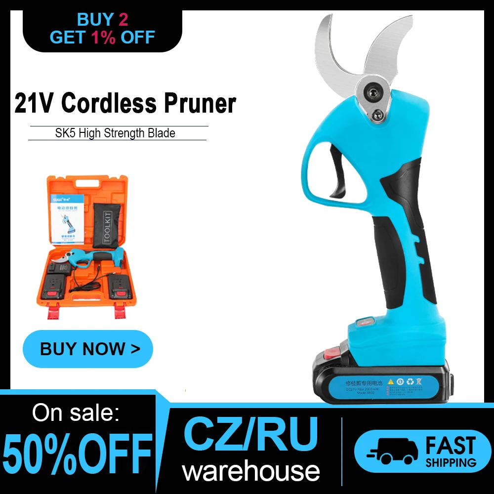 21v Cordless Pruner Brushless Motor Electric Pruning Shear 40mm