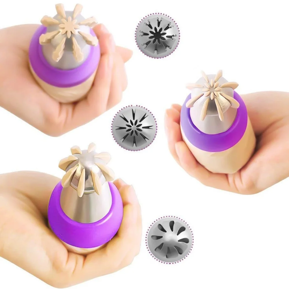 Stainless Steel Cake Icing Nozzles 4Pcs/Set Russian Pastry Icing Piping Nozzles Kit Cake Decorating Tools Baking Pastry Tools